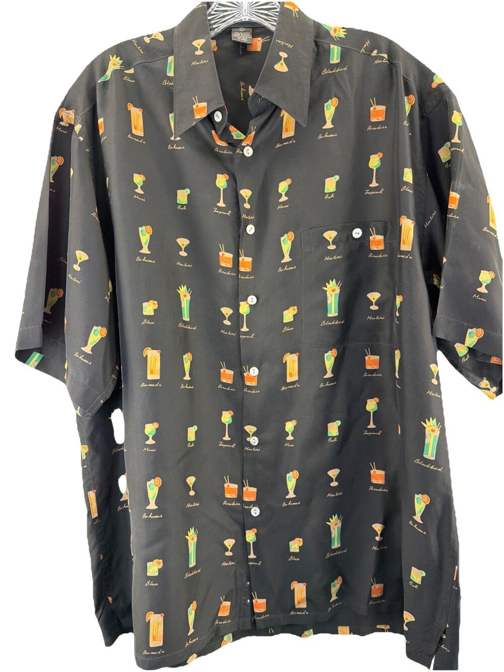 Riscatto Seta Camp Shirt 100% silk Size Men’s Large Tropical Hawaiian Vacation